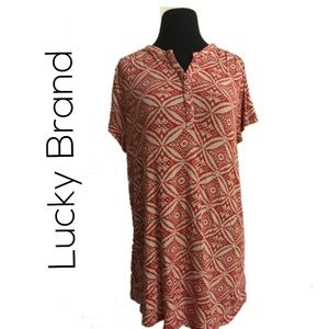 Lucky Brand Aztec Print, Button up Tunic, 1X